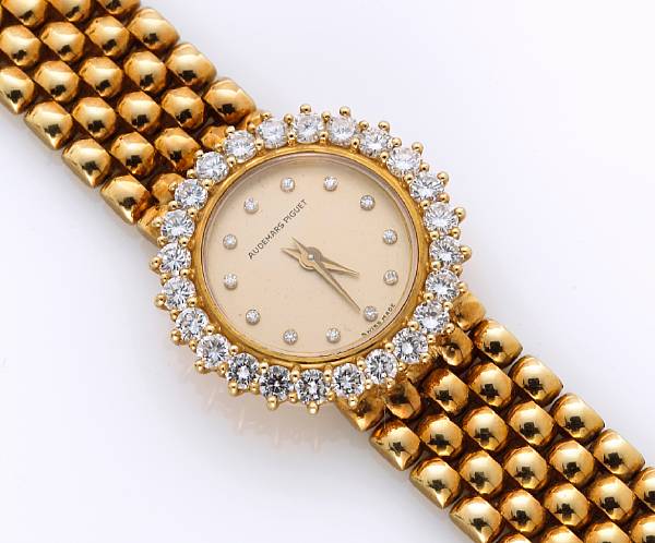 Appraisal: A lady s quartz diamond bracelet wristwatch Audemars Piguet case