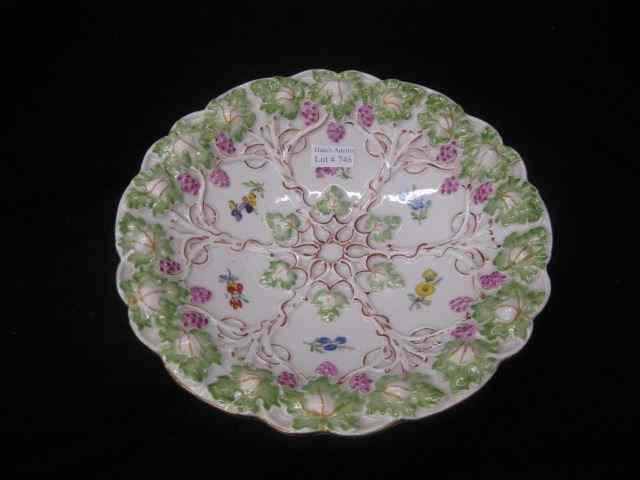 Appraisal: Meissen Porcelain Bowl raised berry vine decor handpainted '' diameter