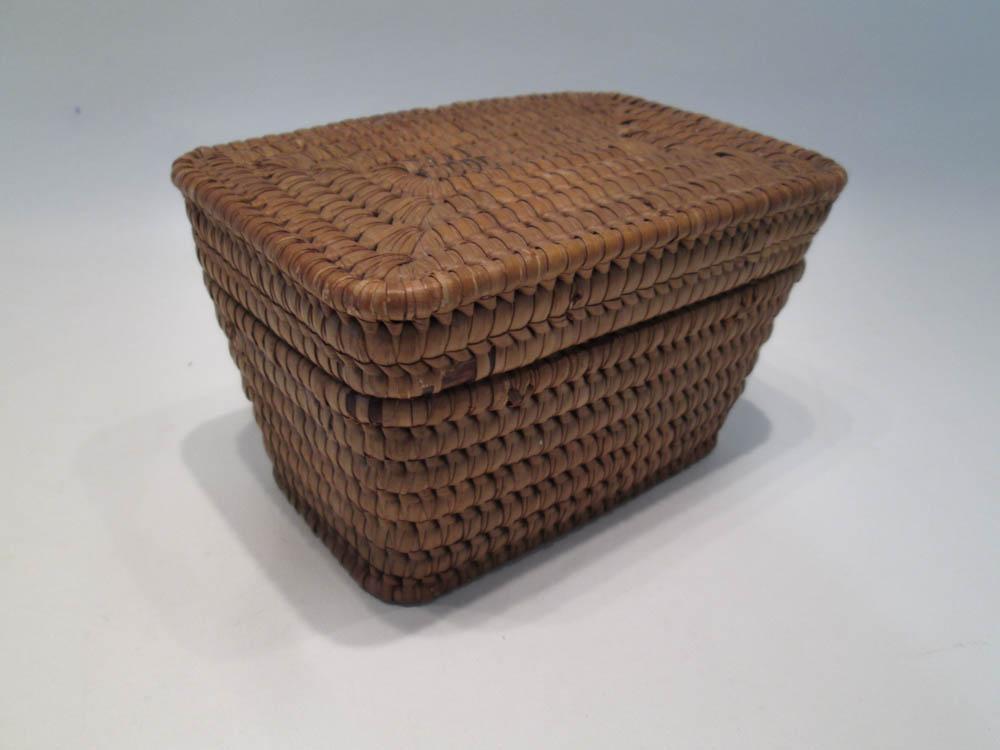 Appraisal: LIDDED COIL BASKET rectangular with conforming lid Dimensions L x