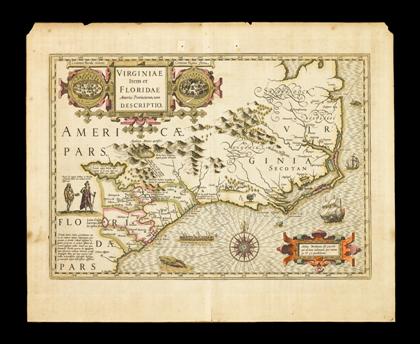 Appraisal: piece Hand-Colored Engraved Map Hondius Henricus Virginae Item et Floridae