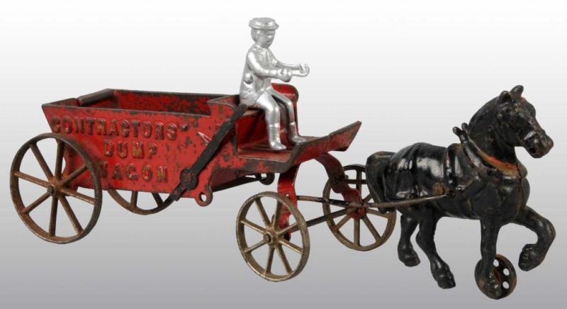 Appraisal: Cast Iron Arcade Contractor's Dump Wagon Toy Description Pulled by