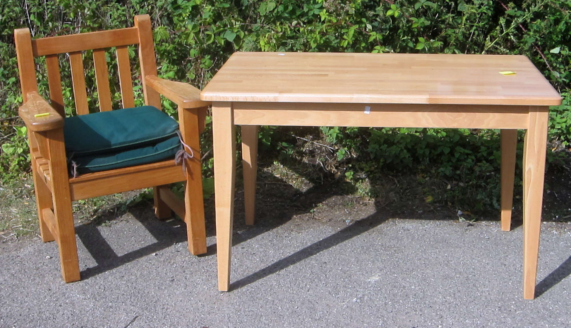 Appraisal: Barlow Tyrie garden chair and a beech kitchen table