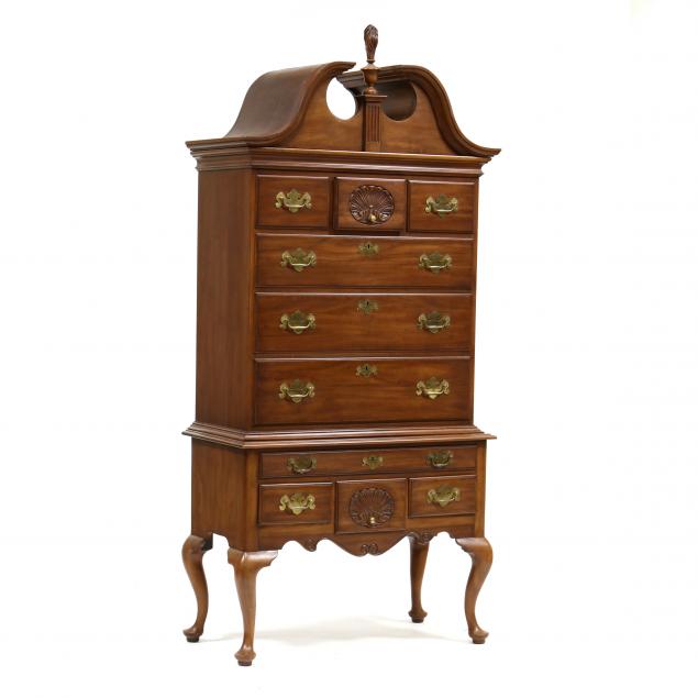 Appraisal: HENKEL HARRIS QUEEN ANNE STYLE CHERRY HIGHBOY Late th century