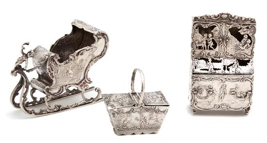 Appraisal: Sale Lot Three Continental Silver Ornaments Possibly German th Century