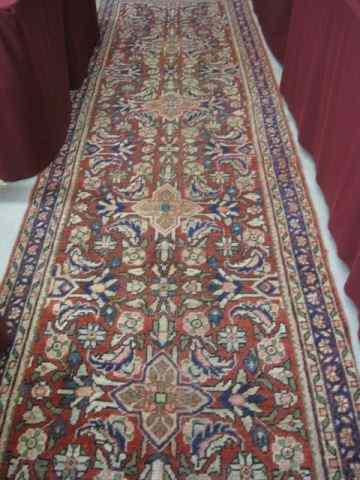 Appraisal: Mahal Persian Handmade Runner overall stylized florals red field '