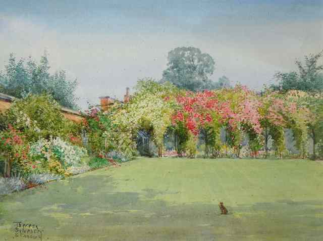 Appraisal: Theresa Sylvester Stannard - A summer garden with pussy cat