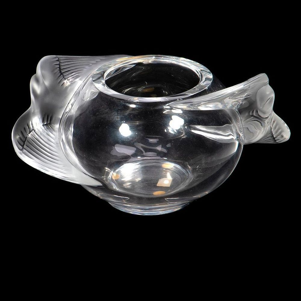 Appraisal: Lalique Dove Bowl The low round bowl with a pair