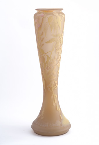 Appraisal: EMILE GALLE Monunmental cameo glass vase patterned with trailing wisteria