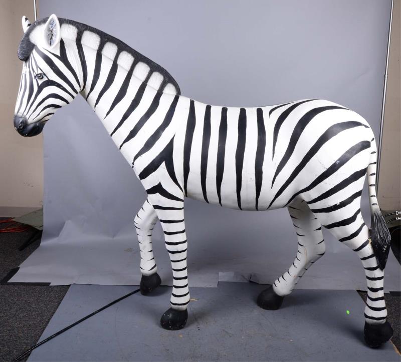 Appraisal: Life Size Standing Zebra Prop This tall zebra is made