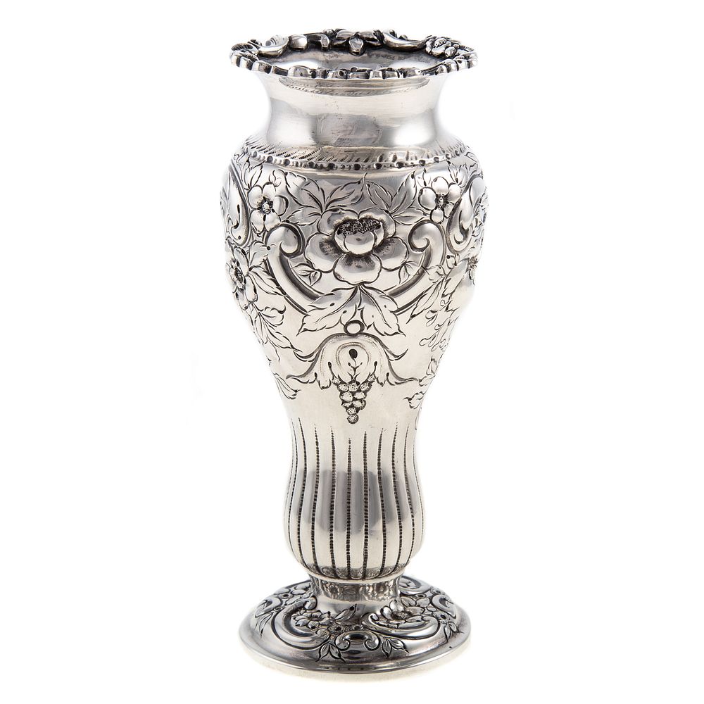 Appraisal: Tiffany Co Sterling Repousse Vase - date mark pattern circular