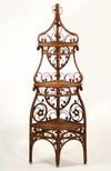 Appraisal: CORNER WHAT-NOT - th c wrapped rattan three shelf corner