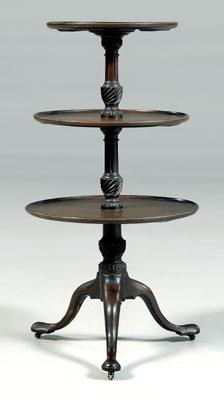 Appraisal: Chippendale three-tier dumbwaiter mahogany with three dished tops spiral urn