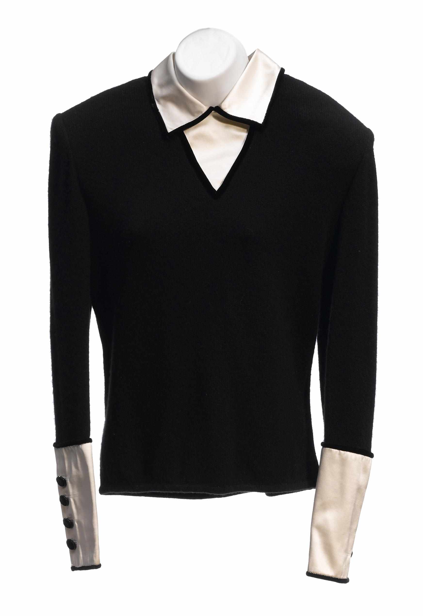 Appraisal: A Valentino black angora velvet and silk sweater size Stogether