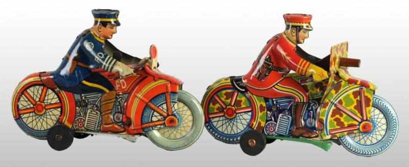 Appraisal: Lot of Tin Marx Motorcycle Wind-Up Toys Description American Working