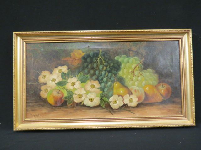 Appraisal: T Vincent oil still life with fruit and floral on