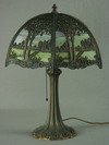 Appraisal: TABLE LAMP - CIRCA GLASS PANEL TABLE LAMP SIX RETICULATED