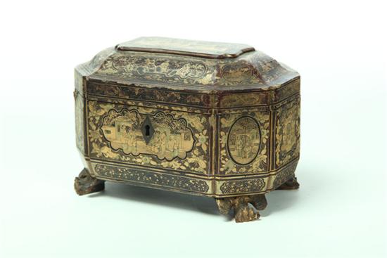 Appraisal: LACQUERED TEA CADDY China nd quarter- th century Black and