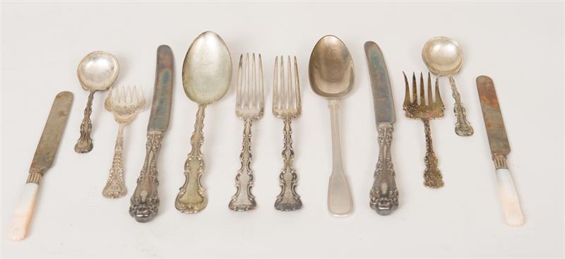 Appraisal: MISCELLANEOUS GROUP OF AMERICAN SILVER FLATWARE Together with a three-piece