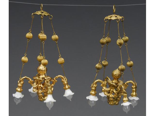 Appraisal: Pair of Ormolu Chandeliers MN A pair of four-arm ormolu