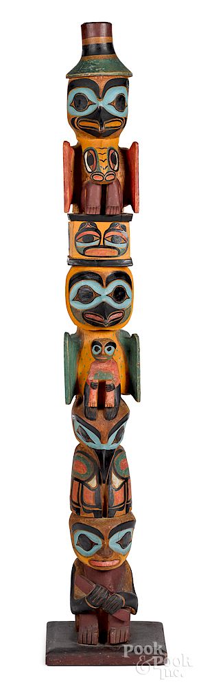 Appraisal: Northwest Coast Native American cedar totem pole Northwest Coast Native