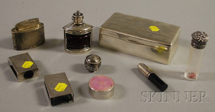 Appraisal: Group of Lady's Accessory and Dresser Items a silver-plated cigarette