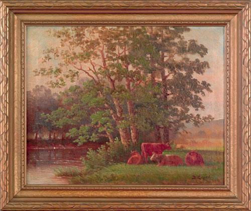 Appraisal: Benjamin Cohen American b oil on canvas bucolic landscape signed