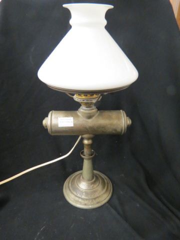 Appraisal: th Century Oil Lamp milk glass shade converted to electric