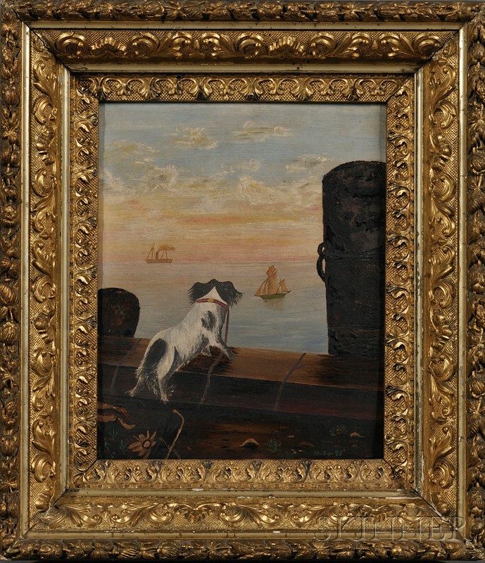 Appraisal: American School Late th Century Dog on a Pier Unsigned