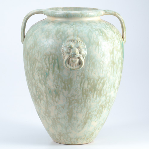 Appraisal: BURLEY WINTER Bulbous floor vase with two medallions of lions