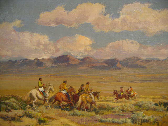 Appraisal: OSCAR E BERNINGHAUS AMERICAN - INDIANS ON A RABBIT HUNT