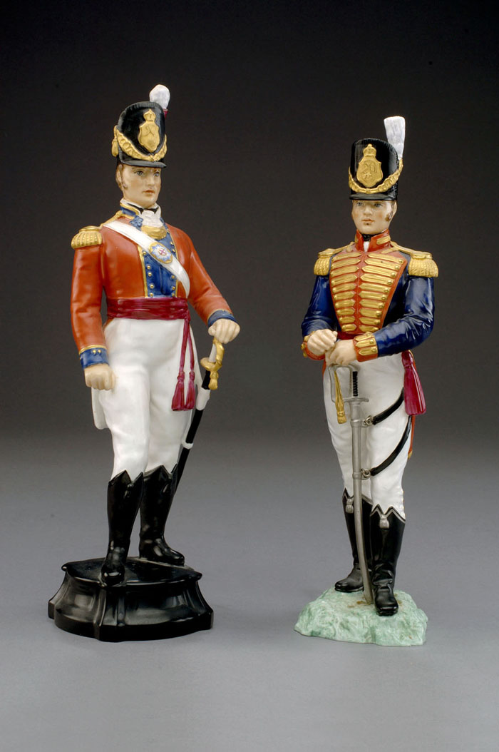 Appraisal: TWO ROYAL WORCESTER PORCELAIN MILITARY FIGURES Comprising quot Officer of