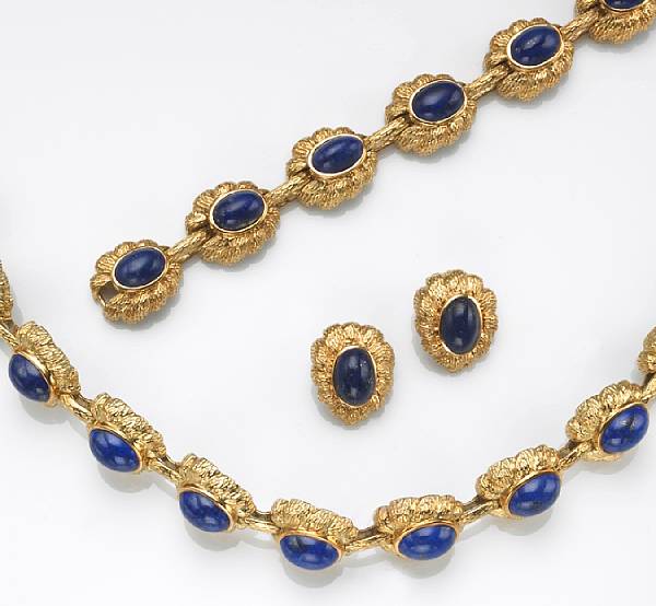 Appraisal: A collection of lapis lazuli and k gold jewelry comprising