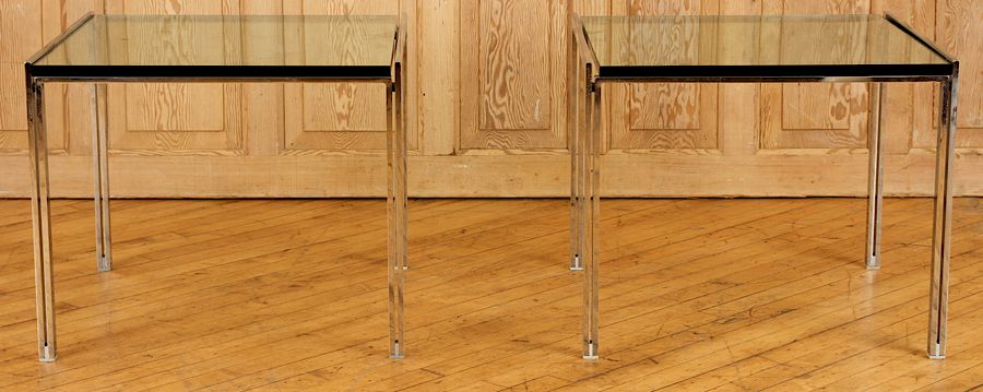 Appraisal: PAIR CHROME END TABLE MANNER OF POUL KJAERHOLM A pair