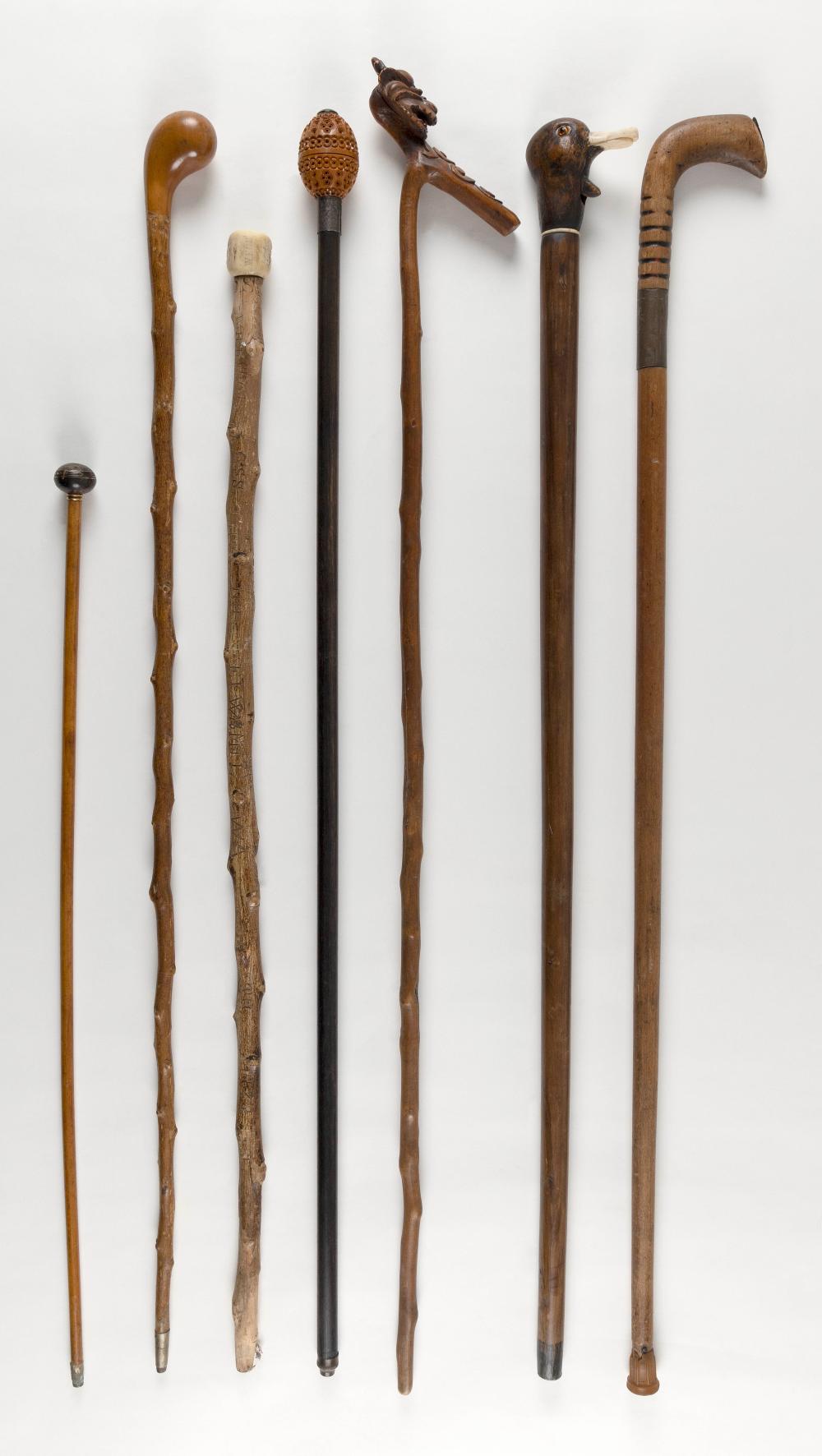 Appraisal: SEVEN WOOD CANES TH TH CENTURY LENGTHS FROM TO SEVEN