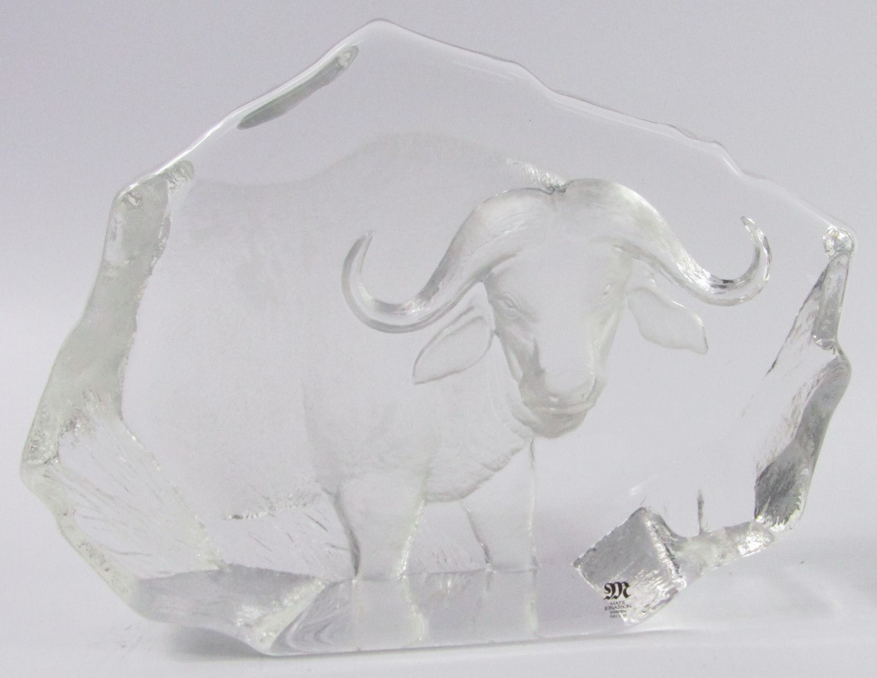 Appraisal: A Matts Jonasson clear and frosted glass sculpture of a