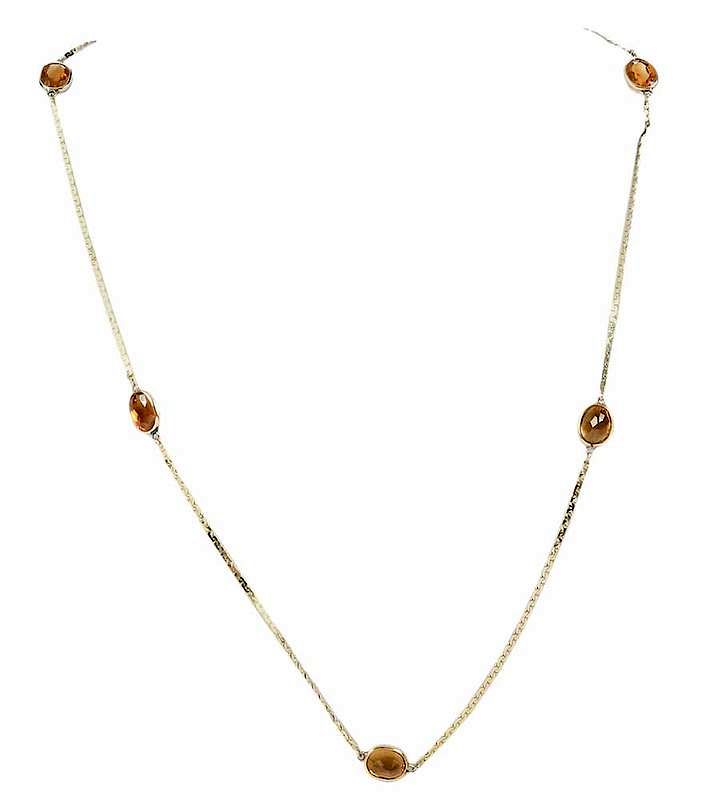 Appraisal: kt Citrine Necklace nine oval faceted citrines clasp stamped K