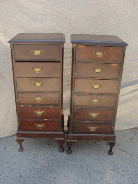 Appraisal: Pair of Queen Anne Style Drawer End Tables As is-missing