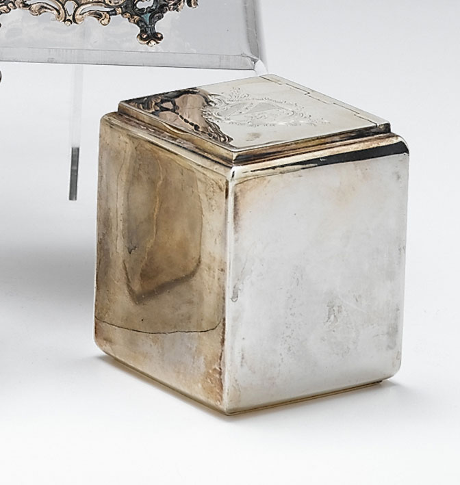 Appraisal: Early George II sterling silver tea caddy possibly edward gibbons