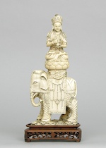 Appraisal: A Carved Ivory Figurine of Quan Yin Atop An Elephant