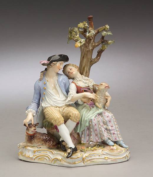 Appraisal: A Meissen porcelain pastoral group of a shepherd and shepherdess