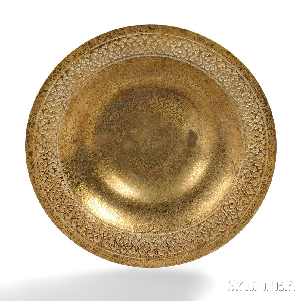 Appraisal: Tiffany Studio Dish Bronze dore New York early th century