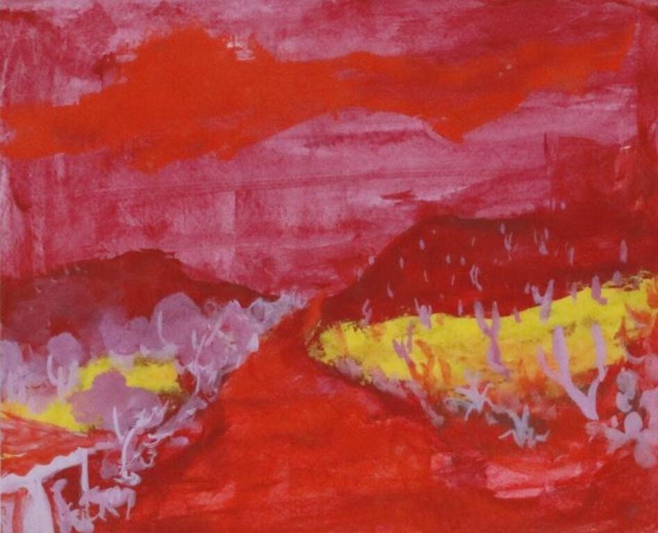 Appraisal: Framed watercolor and gouache painting on paper Red Desert signed