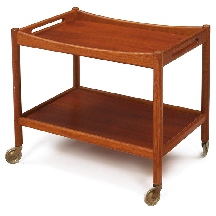 Appraisal: Hans Wegner tea cart by Andr Tuck Denmark teak on