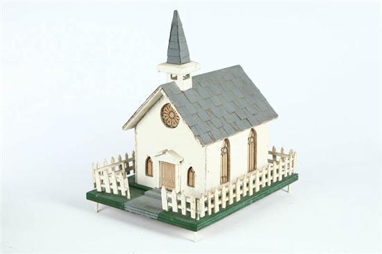 Appraisal: FOLK ART CHURCH American mid th-century wood paper Grey and