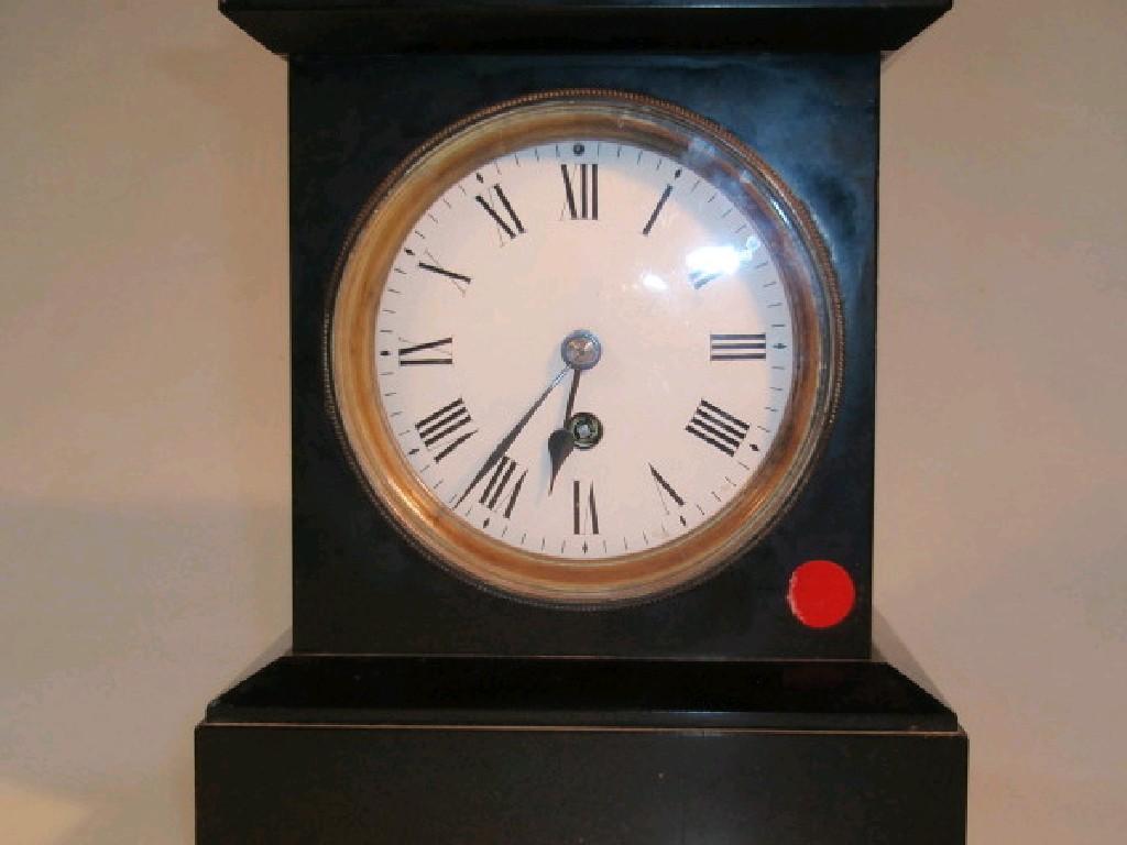 Appraisal: A thC slate mantel clock with a timepiece movement the