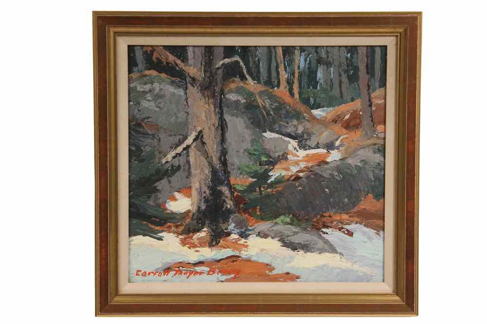 Appraisal: OIL ON MASO - Study of Maine Landscape with Boulders