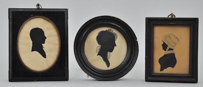 Appraisal: Three Framed Early Silhouettes Including a circular profile of a