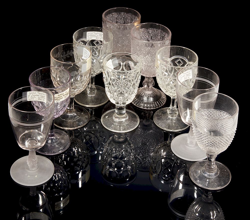 Appraisal: Ten Glass Goblets Ten assorted glass goblets varying makers and