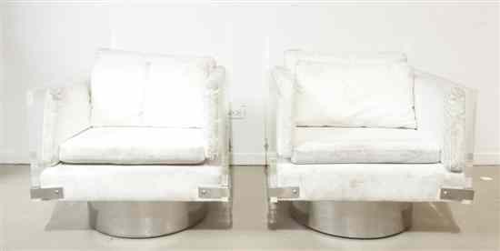 Appraisal: A Pair of Art Deco Style Lucite Armchairs each having