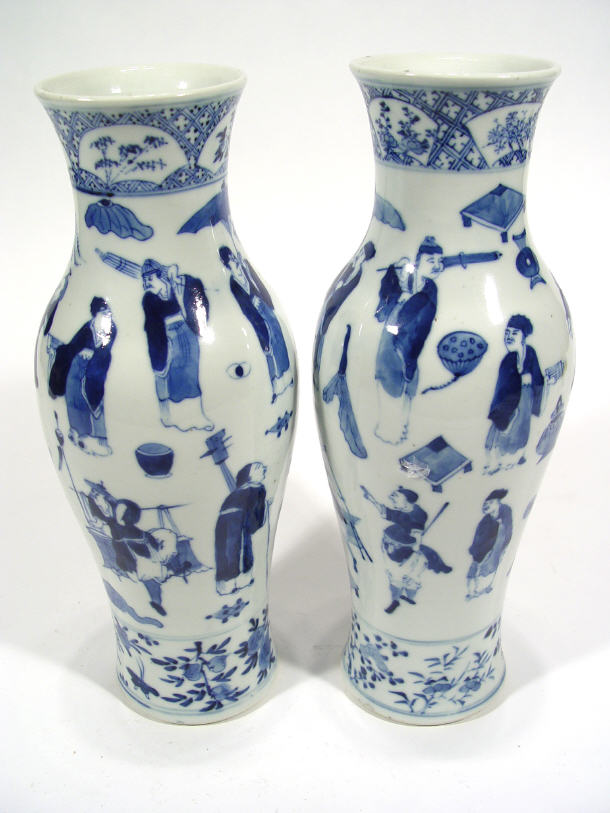 Appraisal: Tall pair of th Century oriental porcelain vases hand painted